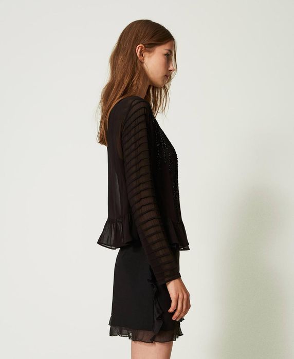 Блуза от тюл и ръчно шити пайети Twinset, размер М, нова с етикет!