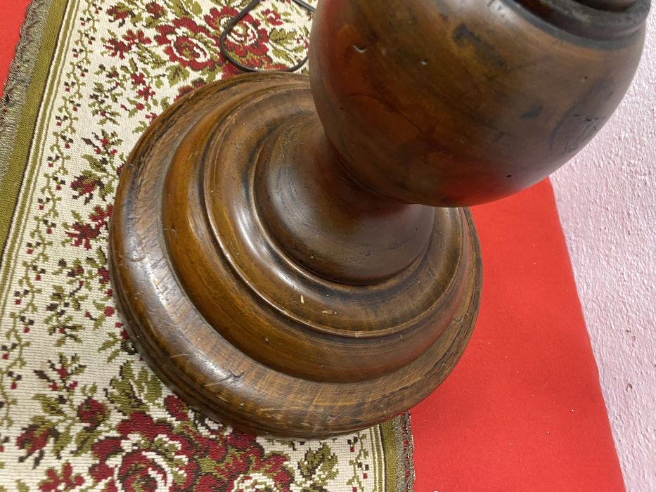 Стара френска лампа от дъб лампион