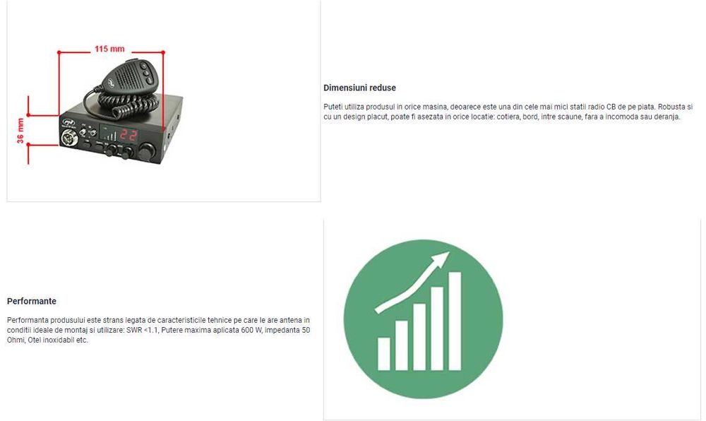 Kit Statie radio CB PNI ESCORT HP 8024 ASQ + Antena CB PNI ML160