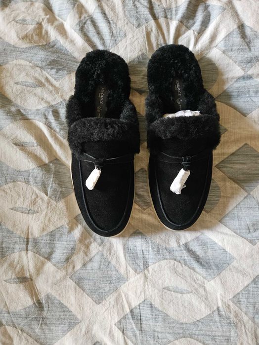 Мюли замшевые с мехом,новые