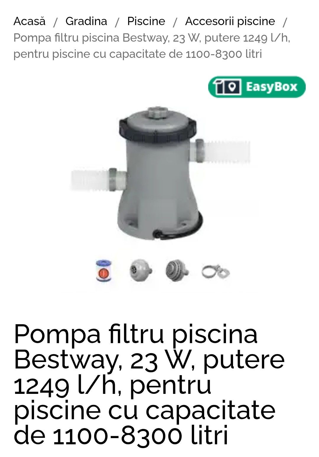 Piscina rotunda 2.44m,pompa cu filtru piscina