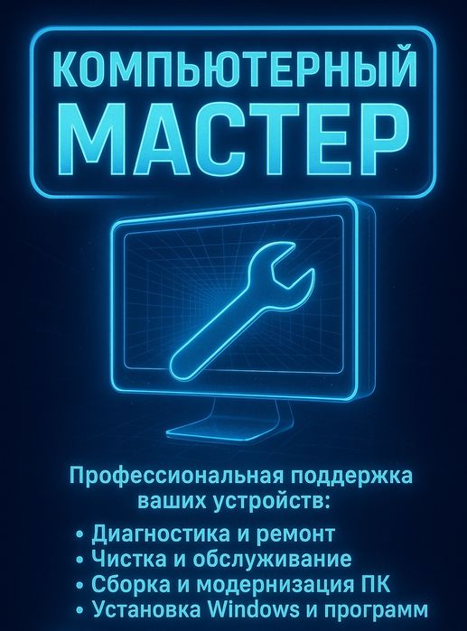 Ремонт компьютеров, чистка ПК, замена термопасты, установка Windows