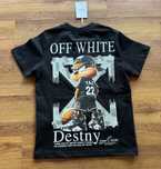 Мъжка,памучна,черна тениска OFF White с щампа на гърба,р-ри XXS,XS,S,M
