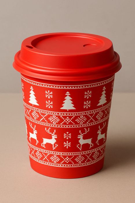 Новогодние бумажные стаканы 350мл, 90мм