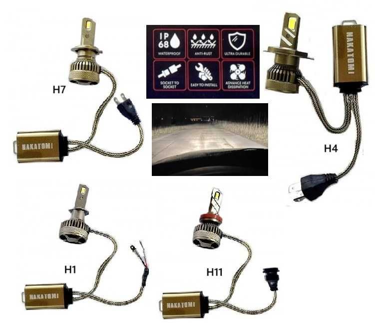 Крушки за кола, Диодни, LED, 120W, 2бр., H7, H1, H4, H11/ H8/ H9