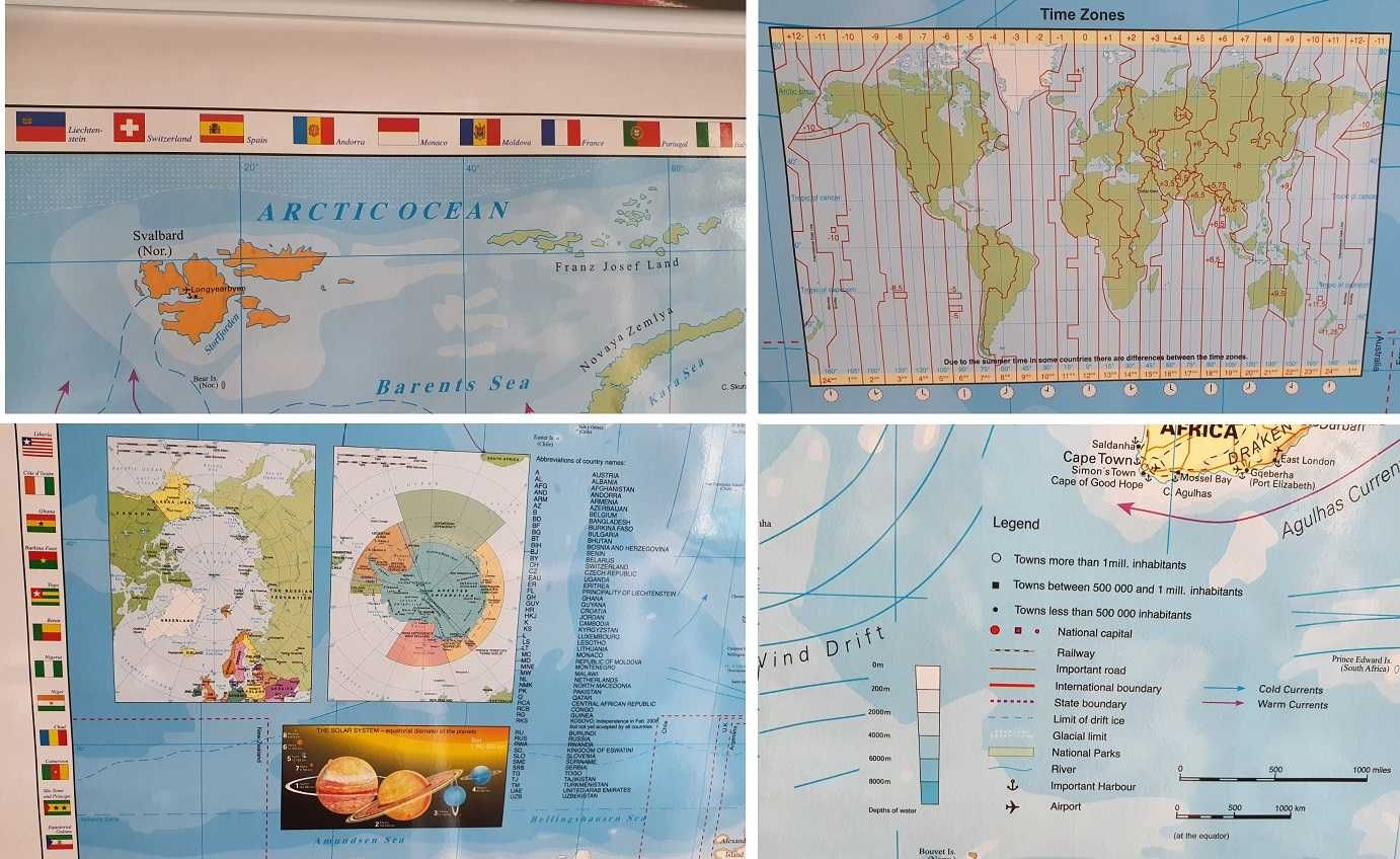 Harta Lumii 137 x 89cm in Limba engleza sau germana calitate deosebita