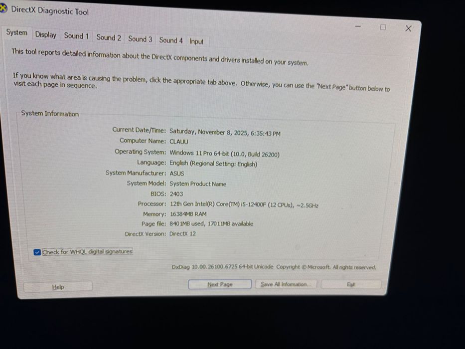 Pc gaming rtx 3050 16gb RAM 1t ssd i5 12400f
