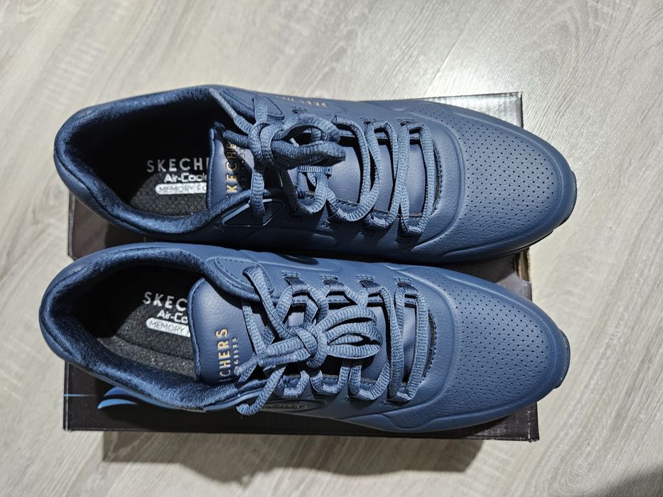 Skechers Pantofi sport de piele ecologica UNO 2-Air Around, Bleumarin,