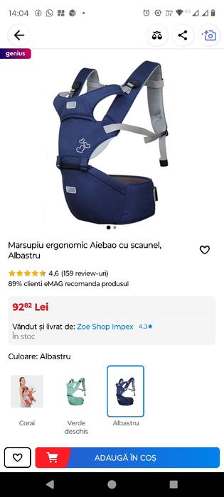 Marsupiu bebe nou cu eticheta