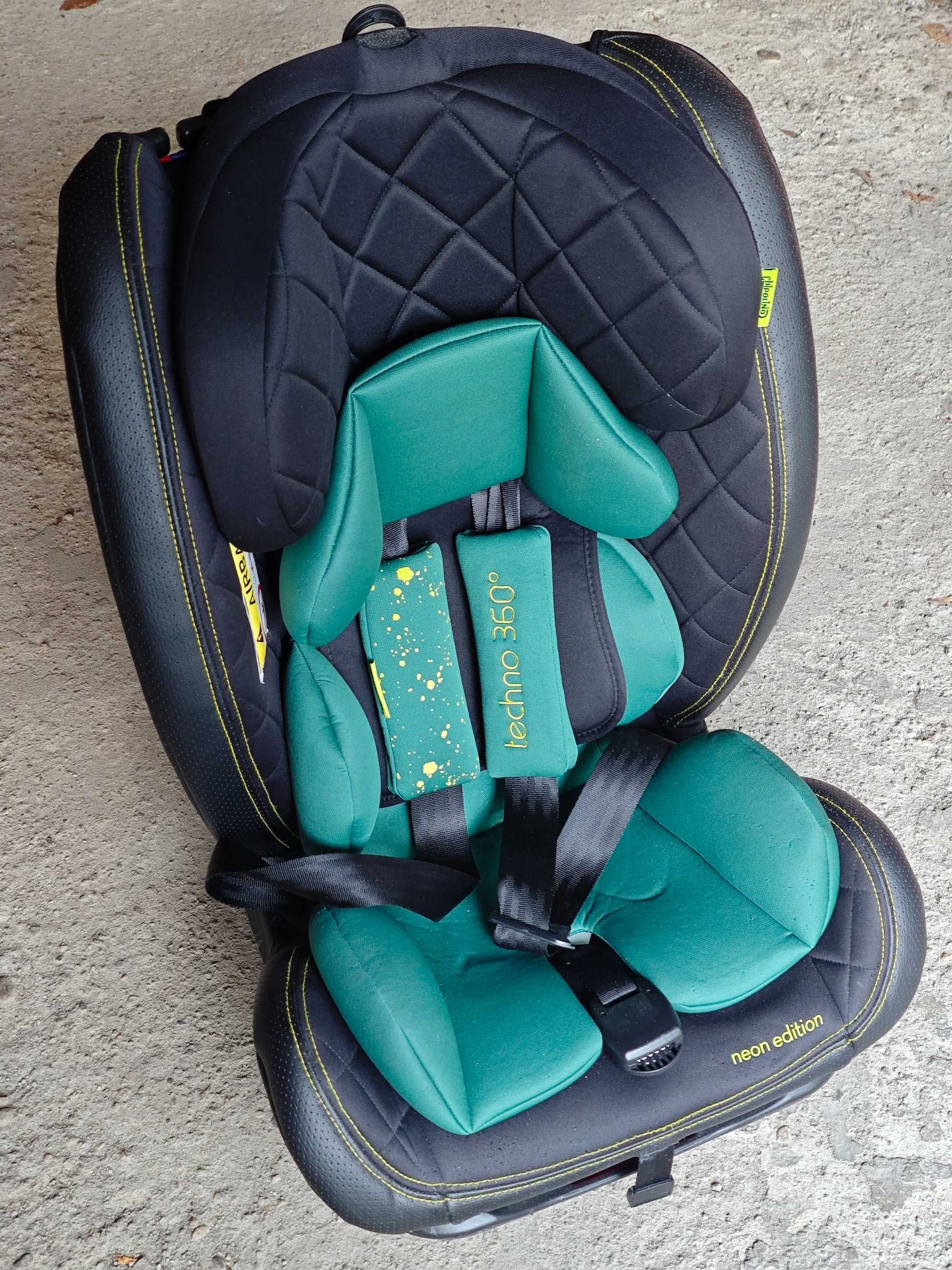 Детско столче за кола Chipolino Techno 360 с ISOFIX – 0–36 кг neon