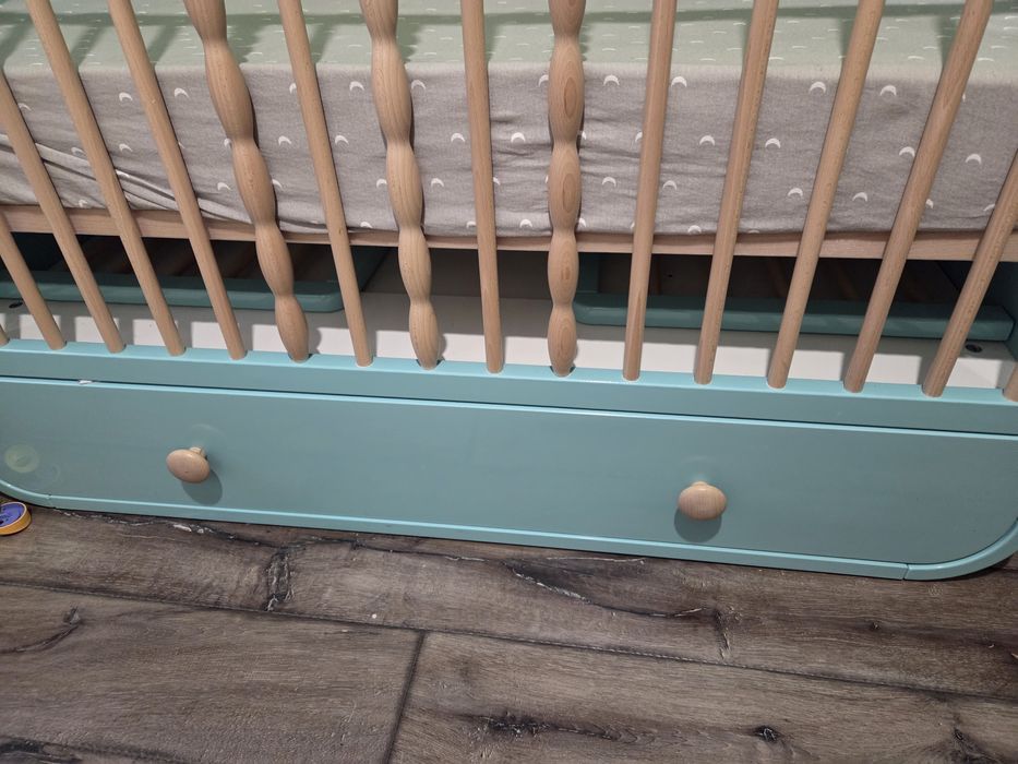 Patut bebe Ikea 60x120 turcoaz cu saltea
