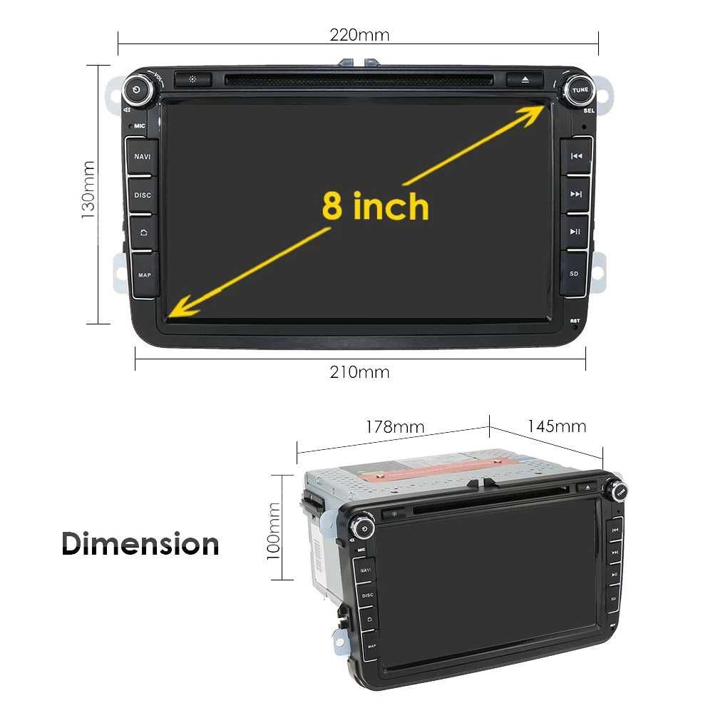 Мултимедия 8" Android 10 2GB RAM за Volkswagen VW Golf Passat SEAT