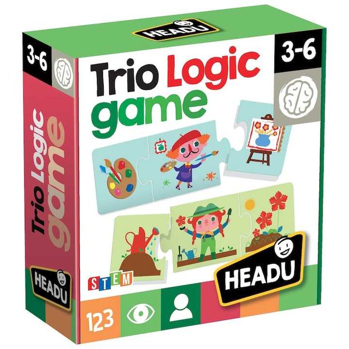 Joc Trio Logic Game Headu, 3+ ani, meserii, 36 piese, 12 planse ca nou
