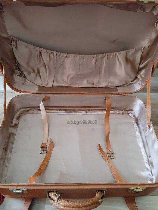 Стар куфар за антики от естествена кожа 54*36*23 см