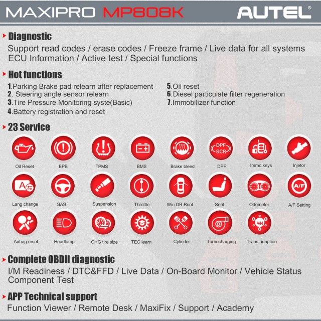 Tester Diagnoza auto Profesional original Autel MaxiPRO MP808K v2025