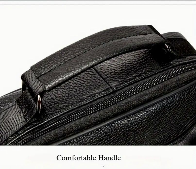 Мъжка универсална кожена чанта с дръжка/Елегантна с кафява естест.кожа