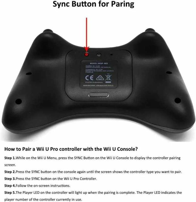 Съвместим Wii U Classic Wireless Pro Controller, черен