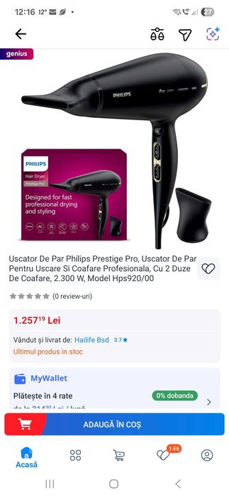 Uscator de par profesional Philips PRO 2300w IONIC