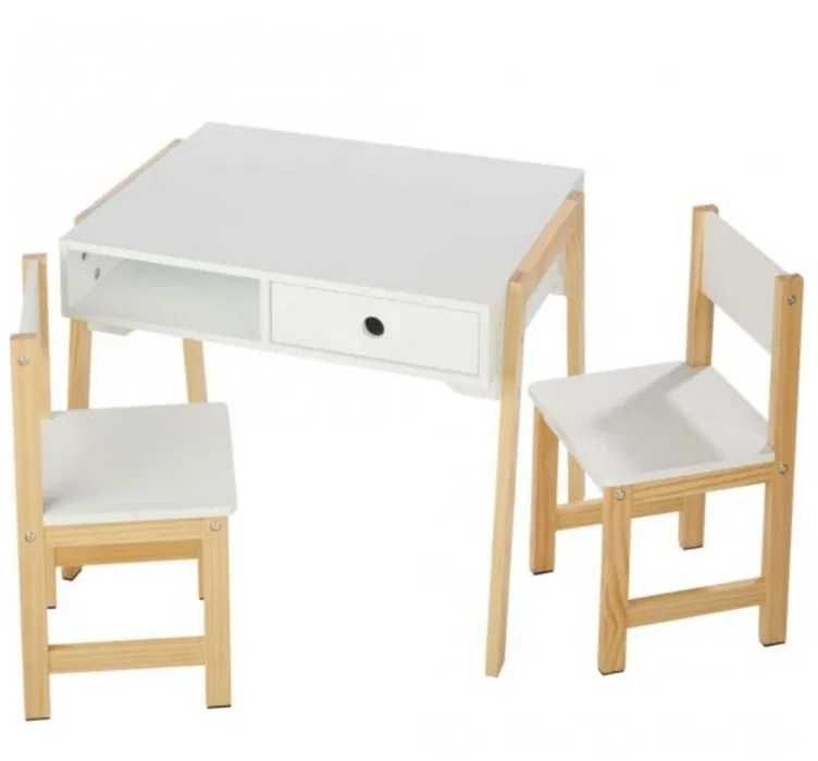 Дървена Детска маса със столчета Бели НОВИ