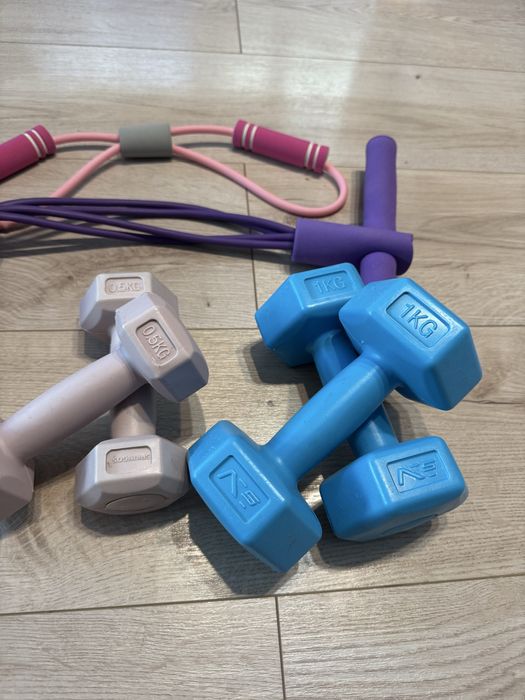 Set fitness copii, gantere, corzi elastice