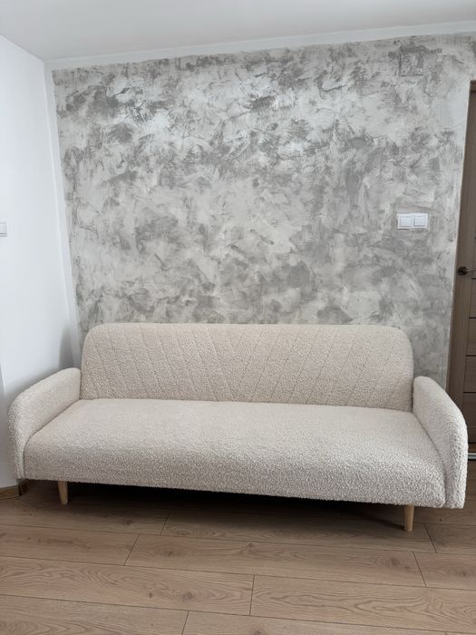 Canapea extensibilă crem plușată