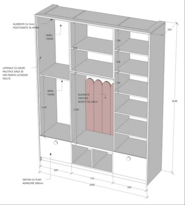 Vand dulap pentru camera fetita