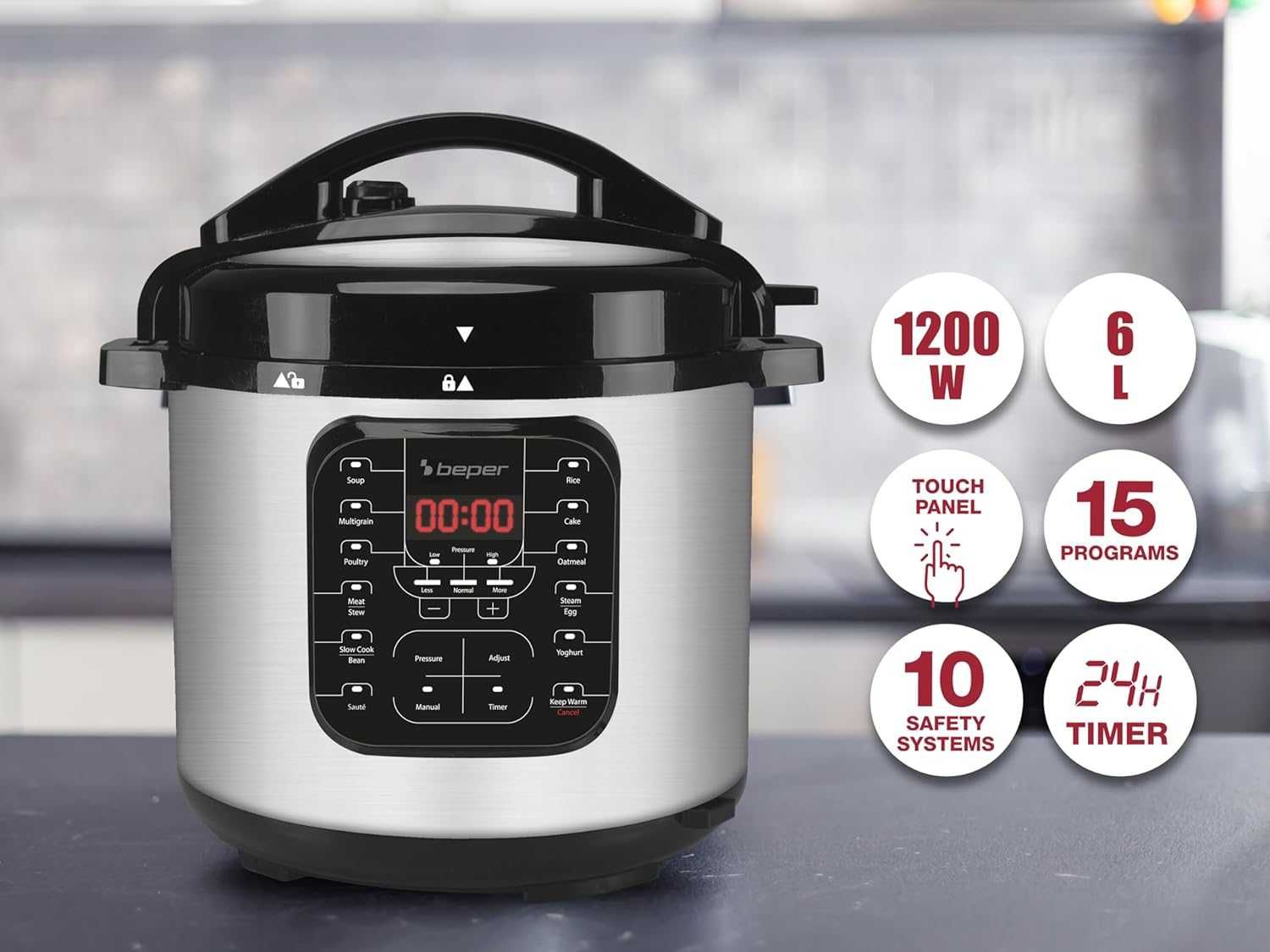 Мултикукър Beper 6L (P101COS001) 15 програми за готвене 1200W