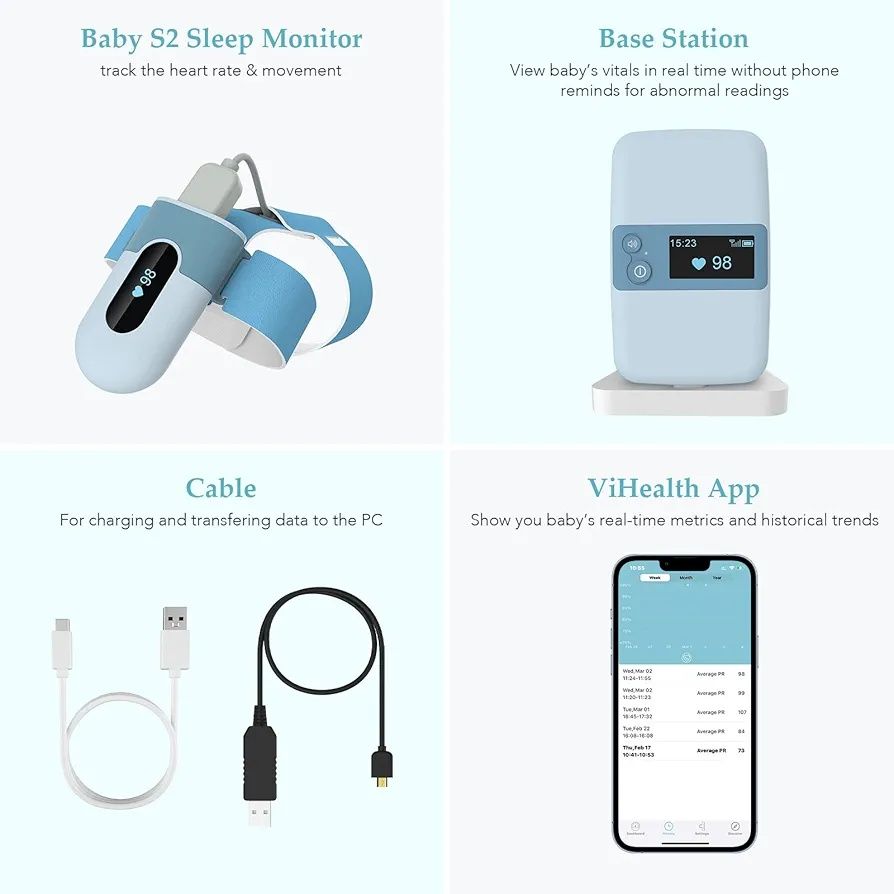 ТопЦена!Бебешки мониторинг  Babytone за сън, проследяване на ср. O2, п