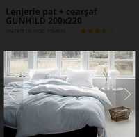 Lenjerie pat + cearșaf GUNHILD 200x220 cm Jysk
