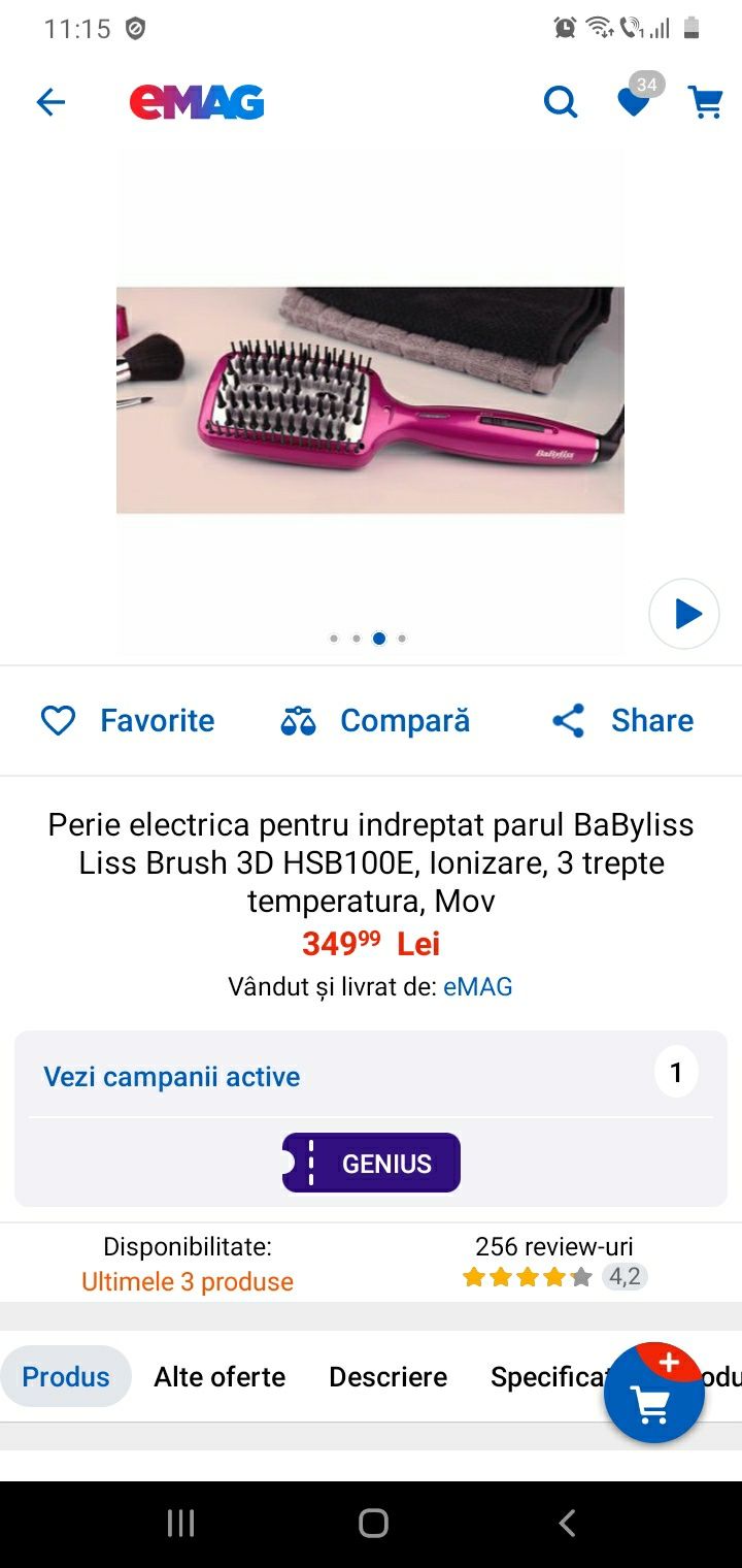 Perie de indreptat parul babyliss