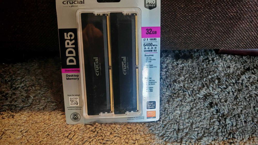 Нова ! Рам памет 32GB (2x16GB) DDR5 6400 MT/s Crucial Pro OC