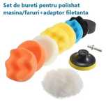 Kit polish faruri profesional cu 9 bureti + adaptor masina de gaurit