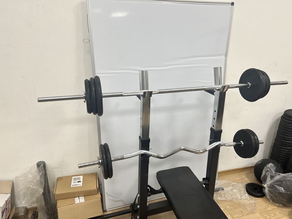 Pachet sala Banca piept+Gantere reglabile+Bara Piept + z+Discuri 50 kg