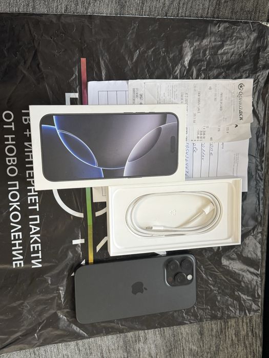 КАТО НОВ 512GB iPhone 16 Pro Max Vivacom Гаранция 2026 Black / Черен