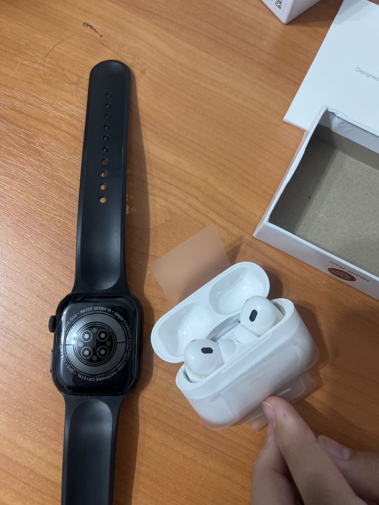 2 Наушника Apple AirPods 3 белые , часы S10max .
