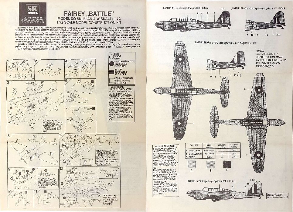 Macheta avion Fairey Battle - SK Model 0194-001, scara 1:72