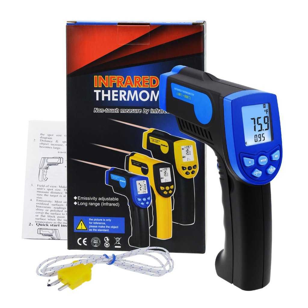 Цифров лазерен инфрачервен термометър с К тип термодвойка