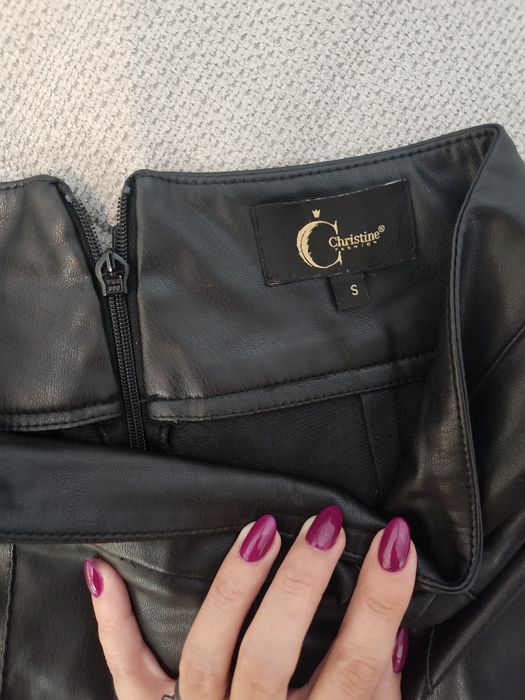 Кожен панталон с широки кръчоли Christine fashion