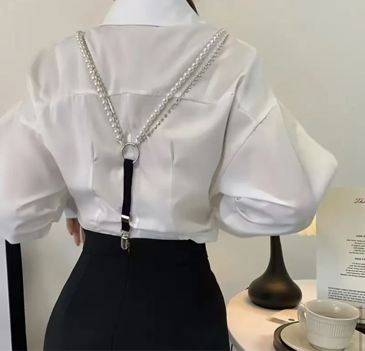 Bretele cu perle pentru camasa cu inchidere capsa
