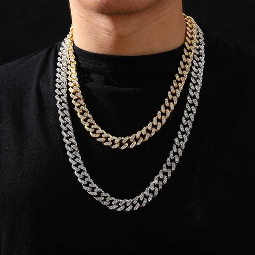 Set Cuban Link Chain Iced Out Diamante CZ Premium