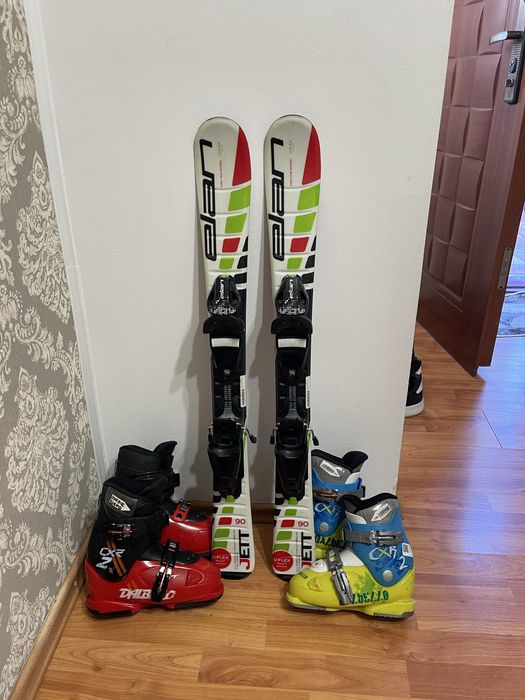 Schiuri copii  90 cm elan cu clapari set skiuri