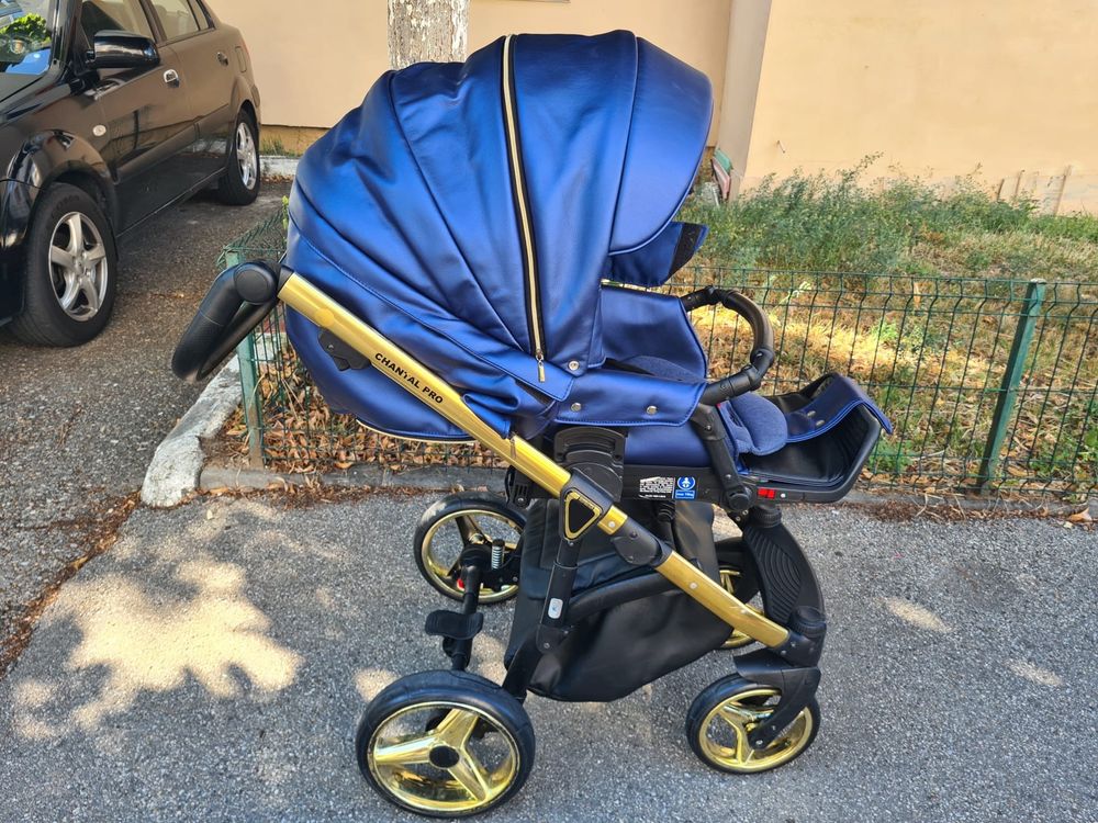 Carucior Copii 3 IN 1 Chantal Adamex SPECIAL Edition Blue LEATHER
