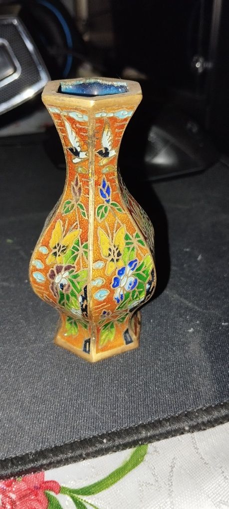 Set vintage China: vază cloisonné impecabilă + scrumieră porțelan