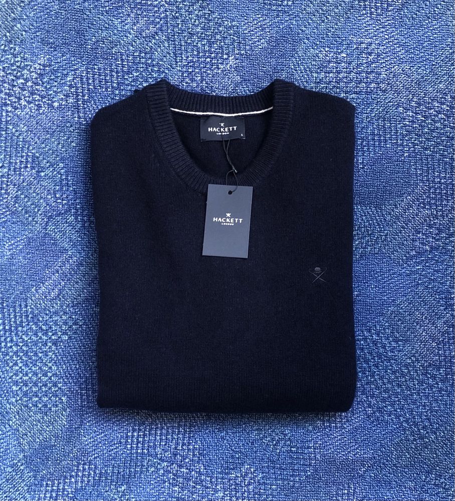 100% вълна Hackett London Lambswool Pullover ОРИГИНАЛЕН мъжки пуловер