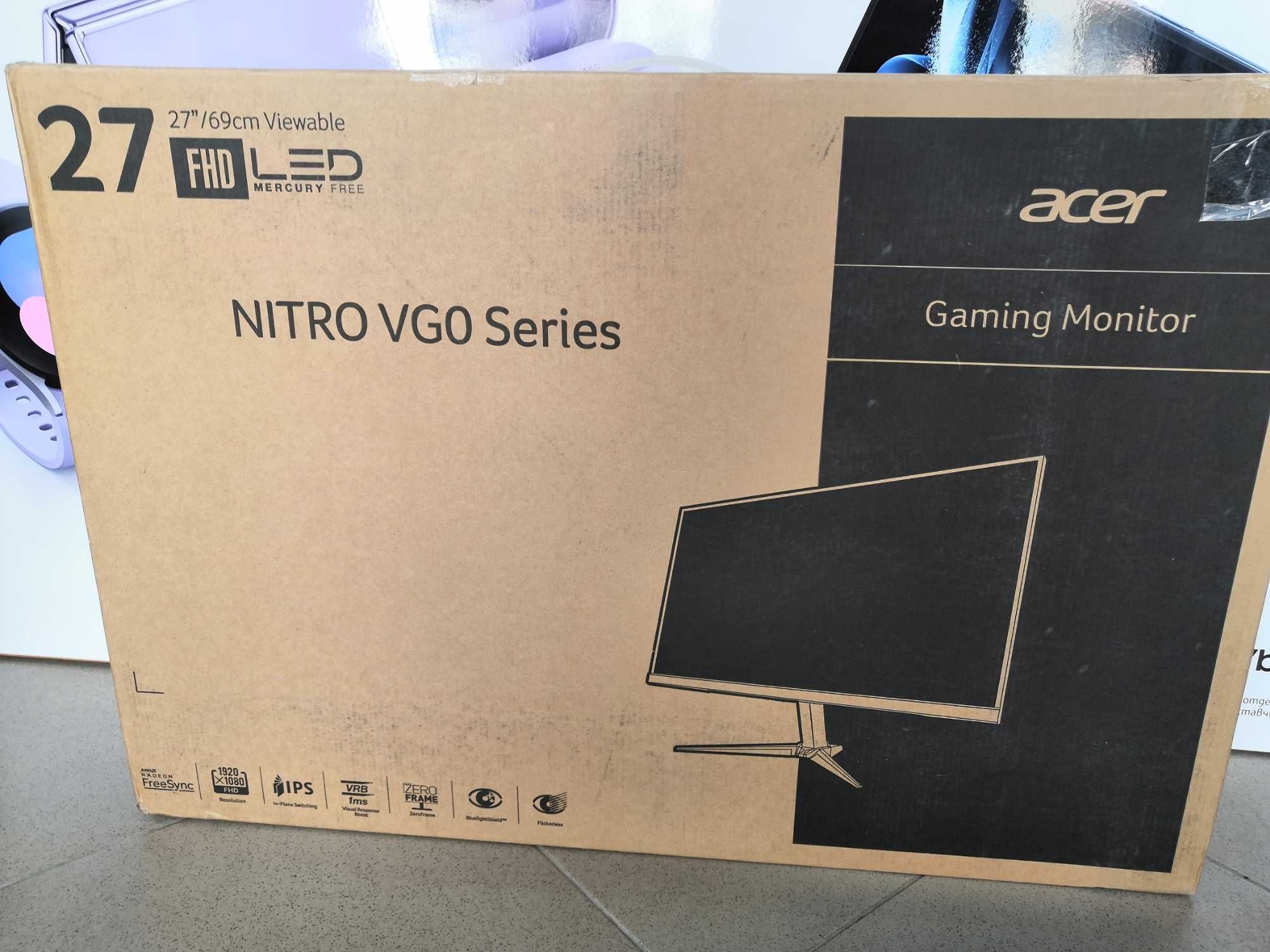 монитор геймърски ACER NITRO VG0 27 инча, без забележки