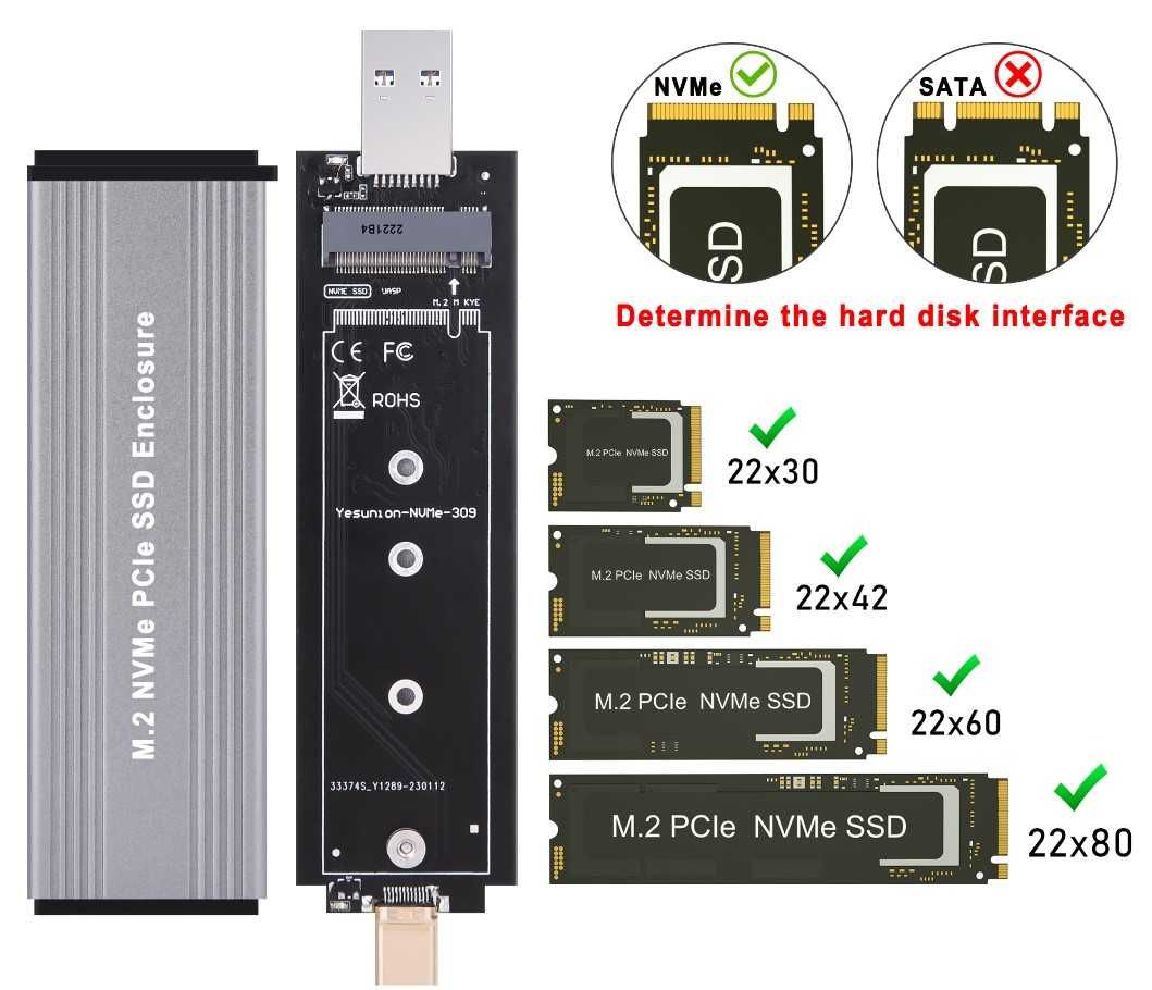Adaptor M2 SSD Nvme la USB 3.0 / USB Type C