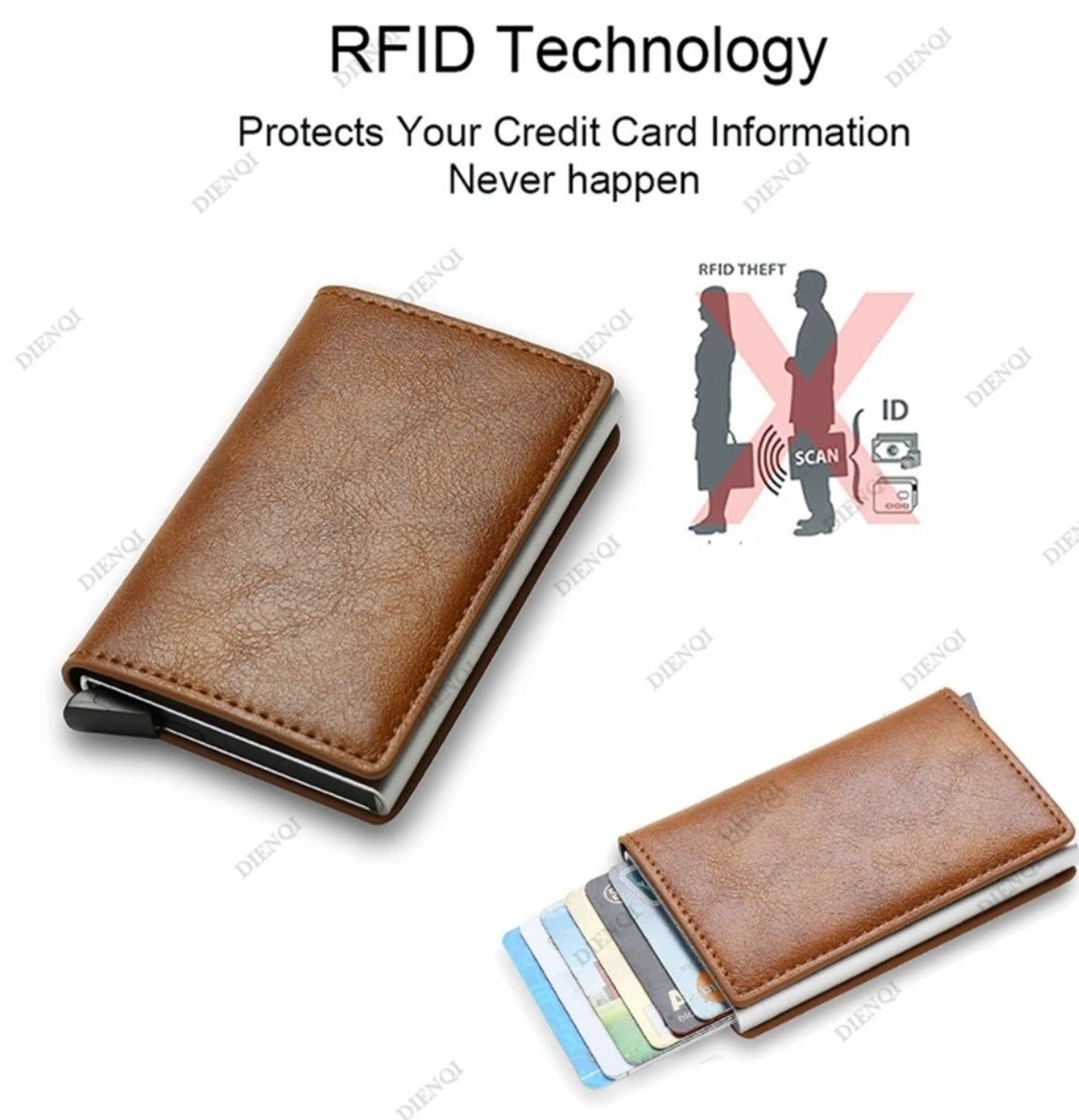Кожен портфейл с cardholder за кредитни карти от алуминий с RFID защит