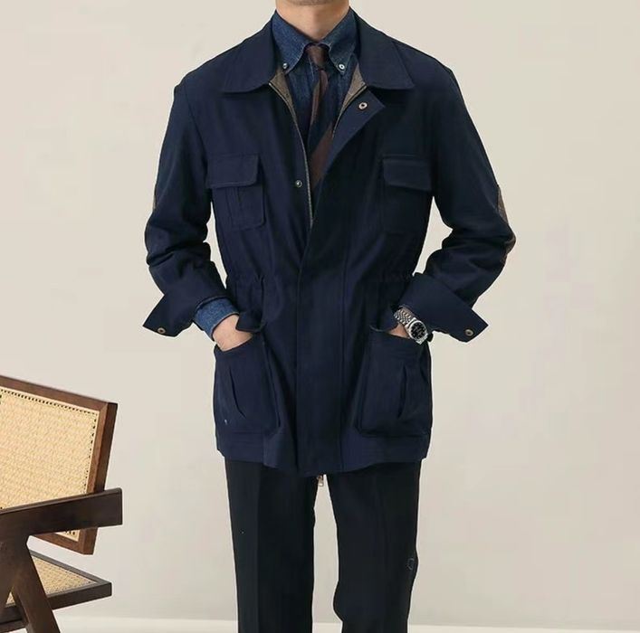 Приталенная Куртка мужская, джинса лён/хлопок