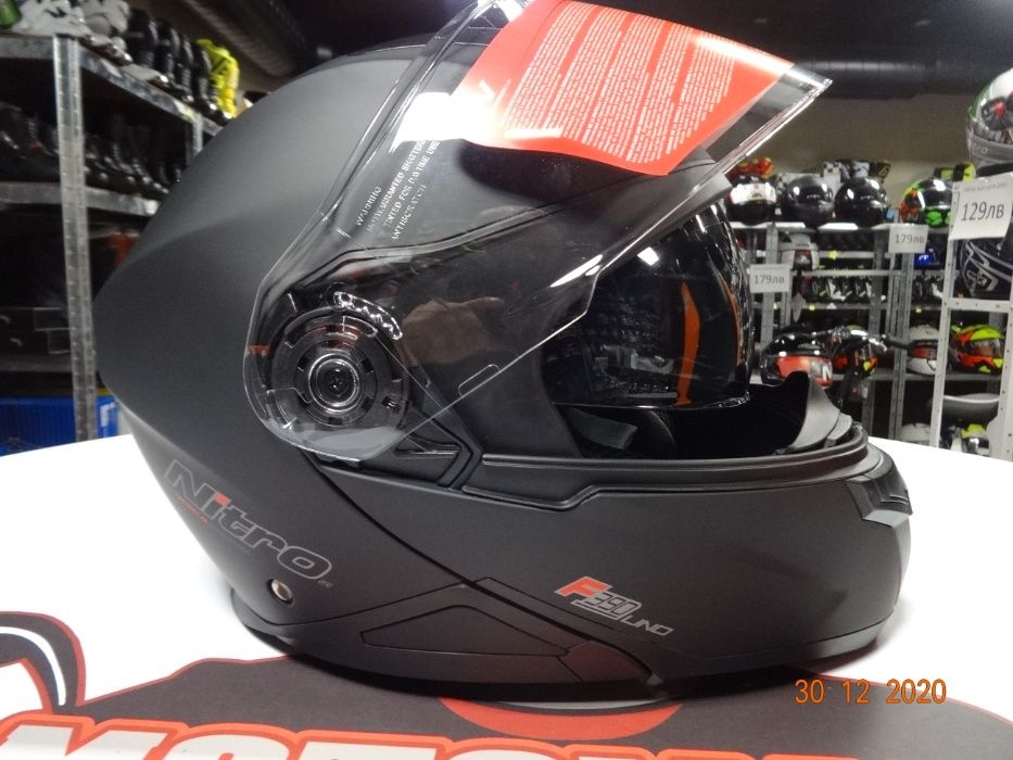 Нов Модел! 2021 Модуларна Мото Каска NITRO F 390 UNO черен мат