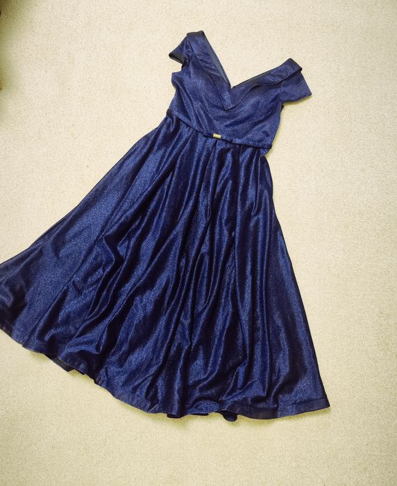 Rochie lunga 48 albastru indigo fermoar